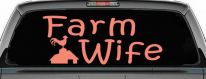 Farm Wife Country Car or Truck Window Decal Sticker (Coral)