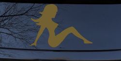 Mud Flap Women Car or Truck Window Decal Sticker (Gold)