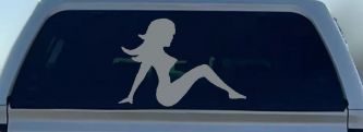 Mud Flap Women Car or Truck Window Vinyl Decal Sticker (Telegrey)