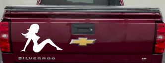 Mud Flap Women Car or Truck Window Decal Sticker (White)