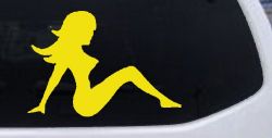 Mud Flap Women Car or Truck Window Decal Sticker (Yellow)