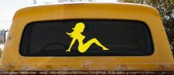 Mud Flap Women Car or Truck Window Decal Sticker (Yellow)