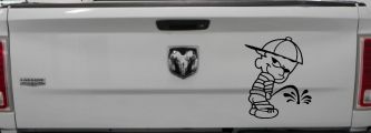 Calvin Peeing Pee Ons Car or Truck Window Decal Sticker (Black)