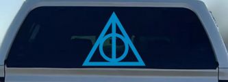 The Deathly Hallows Symbol Sci Fi Car or Truck Window Decal Sticker (Blue)