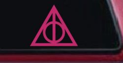 The Deathly Hallows Symbol Sci Fi Car or Truck Window Vinyl Decal Sticker (Hot Pink)