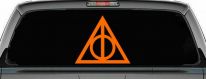 The Deathly Hallows Symbol Sci Fi Car or Truck Window Decal Sticker (Orange)