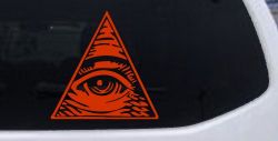 All Seeing Eye Illuminati Car or Truck Window Decal Sticker (Orange Red)