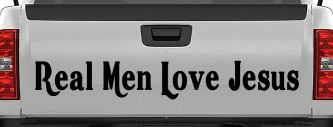 Real Men Love Jesus Christian Car or Truck Window Decal Sticker (Black)