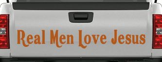 Real Men Love Jesus Christian Car or Truck Window Vinyl Decal Sticker (Nut Brown)