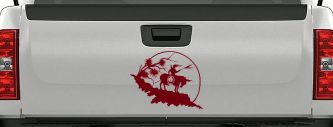 Native American Indian On Horse Desert Scene Western Car or Truck Window Decal Sticker (Burgundy)