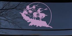 Native American Indian On Horse Desert Scene Western Car or Truck Window Decal Sticker (Lilac)