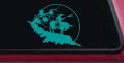 Native American Indian On Horse Desert Scene Western Car or Truck Window Decal Sticker (Turquoise)