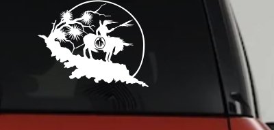 Native American Indian On Horse Desert Scene Western Car or Truck Window Vinyl Decal Sticker