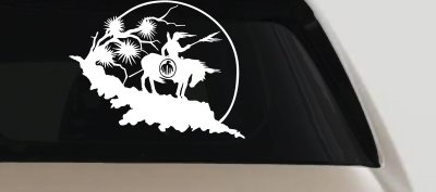Native American Indian On Horse Desert Scene Western Car or Truck Window Vinyl Decal Sticker