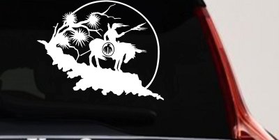 Native American Indian On Horse Desert Scene Western Car or Truck Window Vinyl Decal Sticker