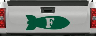 The F Bomb Funny Car or Truck Window Vinyl Decal Sticker (Dark Green)