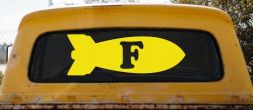The F Bomb Funny Car or Truck Window Vinyl Decal Sticker (Yellow)
