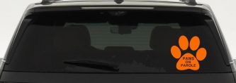 Paws On Parole Car or Truck Window Decal Sticker (Orange)
