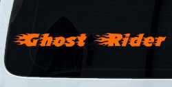Ghost Rider Text With Flames Biker Car or Truck Window Decal Sticker (Orange)