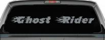 Ghost Rider Text With Flames Biker Car or Truck Window Decal Sticker (Telegrey)