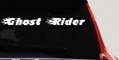 Ghost Rider Text With Flames Biker Car or Truck Window Vinyl Decal Sticker