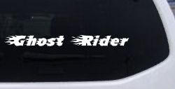 Ghost Rider Text With Flames Biker Car or Truck Window Decal Sticker
