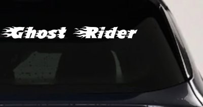 Ghost Rider Text With Flames Biker Car or Truck Window Vinyl Decal Sticker