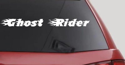 Ghost Rider Text With Flames Biker Car or Truck Window Vinyl Decal Sticker