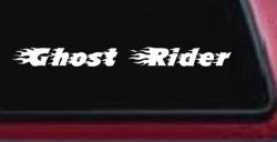 Ghost Rider Text With Flames Biker Car or Truck Window Decal Sticker