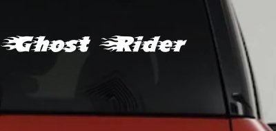 Ghost Rider Text With Flames Biker Car or Truck Window Vinyl Decal Sticker