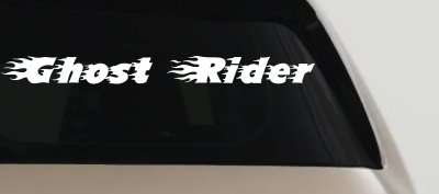 Ghost Rider Text With Flames Biker Car or Truck Window Vinyl Decal Sticker