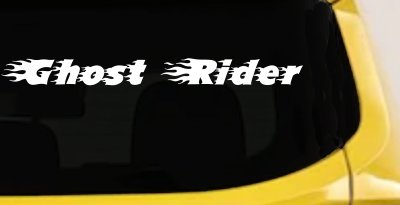 Ghost Rider Text With Flames Biker Car or Truck Window Vinyl Decal Sticker