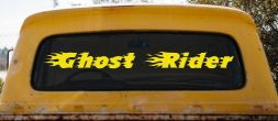 Ghost Rider Text With Flames Biker Car or Truck Window Decal Sticker (Yellow)