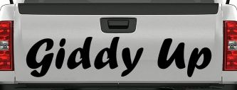 Giddy Up Car or Truck Window Vinyl Decal Sticker (Black)