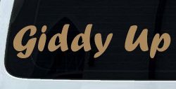 Giddy Up Car or Truck Window Decal Sticker (Light Brown)