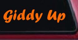 Giddy Up Car or Truck Window Decal Sticker (Orange)