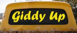 Giddy Up Car or Truck Window Decal Sticker (Yellow)