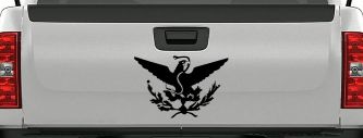 Mexican Flag Emblem Porfirian Era Car or Truck Window Decal Sticker (Black)
