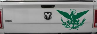 Mexican Flag Emblem Porfirian Era Car or Truck Window Decal Sticker (Dark Green)