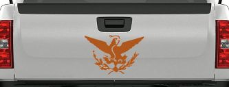 Mexican Flag Emblem Porfirian Era Car or Truck Window Decal Sticker (Nut Brown)