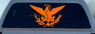 Mexican Flag Emblem Porfirian Era Car or Truck Window Decal Sticker (Orange)