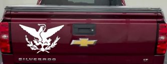 Mexican Flag Emblem Porfirian Era Car or Truck Window Decal Sticker (White)