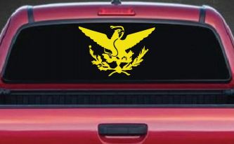Mexican Flag Emblem Porfirian Era Car or Truck Window Decal Sticker (Yellow)