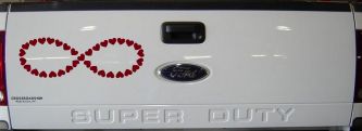 Infinity With Hearts Car or Truck Window Decal Sticker (Burgundy)