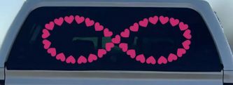 Infinity With Hearts Car or Truck Window Decal Sticker (Hot Pink)