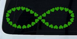 Infinity With Hearts Car or Truck Window Vinyl Decal Sticker (Lime)
