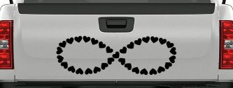Infinity With Hearts Car or Truck Window Vinyl Decal Sticker (Matte Black)