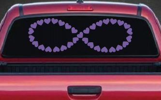 Infinity With Hearts Car or Truck Window Decal Sticker (Purple)