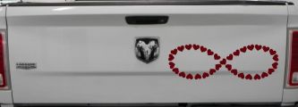 Infinity With Hearts Car or Truck Window Decal Sticker (Purple Red)