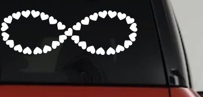 Infinity With Hearts Car or Truck Window Vinyl Decal Sticker